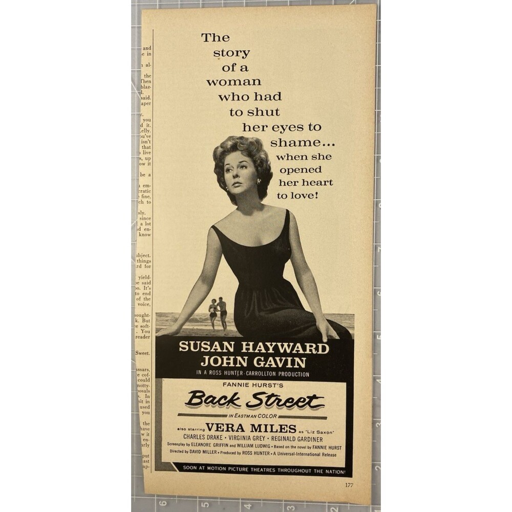 Susan Hayward & John Gavin "Back Street" Movie Vintage Print Ad 1961 Vera Miles